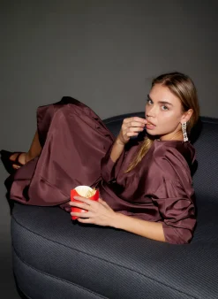 Online Tibi Silk Habutai Circular Top Cinnamon