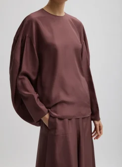 Online Tibi Silk Habutai Circular Top Cinnamon