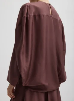 Online Tibi Silk Habutai Circular Top Cinnamon
