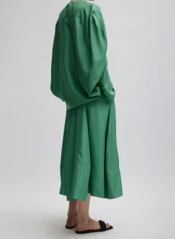Outlet Tibi Silk Habutai Circular Top Green Tea
