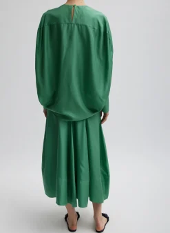 Outlet Tibi Silk Habutai Circular Top Green Tea
