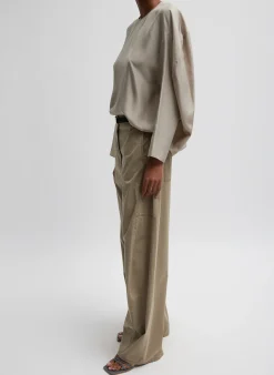 Sale Tibi Silk Habutai Circular Top Light Stone