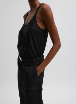 Hot Tibi Silk Habutai Tank Top Black