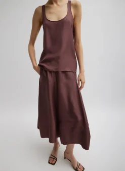 Online Tibi Silk Habutai Tank Top Cinnamon