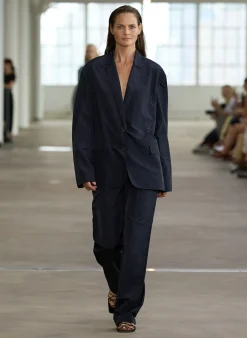 New Tibi Silk Nylon Liam Blazer Navy
