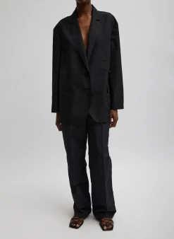Tibi Silk Nylon Liam Blazer Black