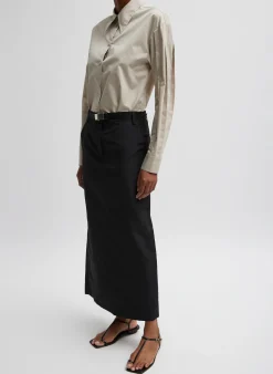Outlet Tibi Silk Nylon Maxi Skirt Black