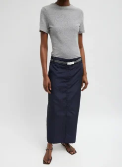Tibi Silk Nylon Maxi Skirt Navy