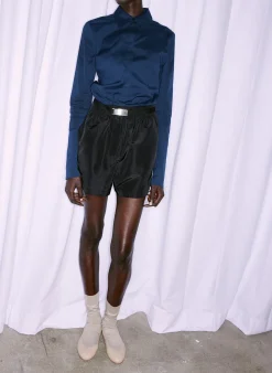 Clearance Tibi Silk Nylon Pull On Shorts Black