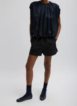 Clearance Tibi Silk Nylon Pull On Shorts Black