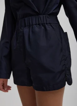 Clearance Tibi Silk Nylon Pull On Shorts Navy