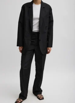 Best Tibi Silk Nylon Straight Leg Trouser Black