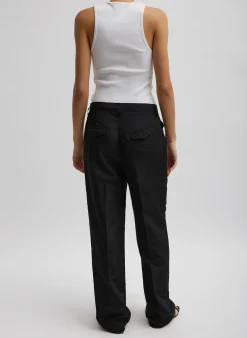 Best Tibi Silk Nylon Straight Leg Trouser Black