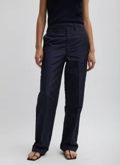 Outlet Tibi Silk Nylon Straight Leg Trouser Navy