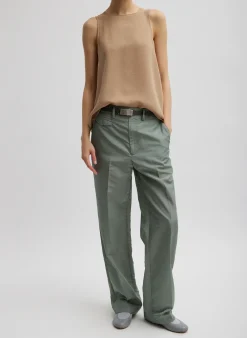 Clearance Tibi Silk Nylon Straight Leg Trouser Pumice Grey