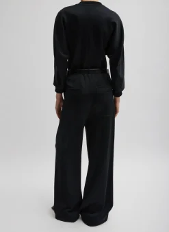 Online Tibi Silk Terry Pleated Pull On Pant Black