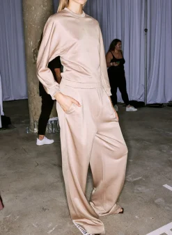 Tibi Silk Terry Pleated Pull On Pant Granola