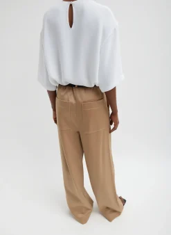 Tibi Silk Terry Pleated Pull On Pant Granola