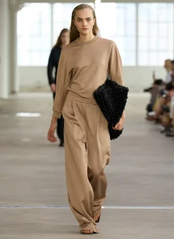 Discount Tibi Silk Terry Sculpted Sleeve Slim Sweatshirt Granola