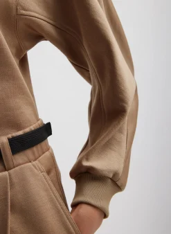 Discount Tibi Silk Terry Sculpted Sleeve Slim Sweatshirt Granola