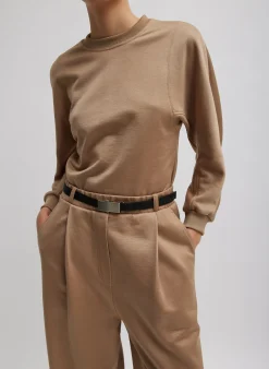 Discount Tibi Silk Terry Sculpted Sleeve Slim Sweatshirt Granola