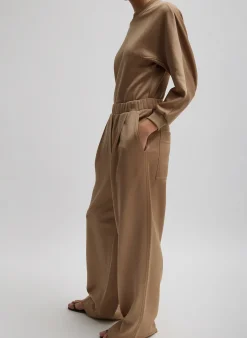 Discount Tibi Silk Terry Sculpted Sleeve Slim Sweatshirt Granola