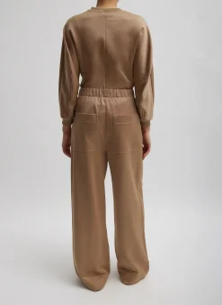 Discount Tibi Silk Terry Sculpted Sleeve Slim Sweatshirt Granola