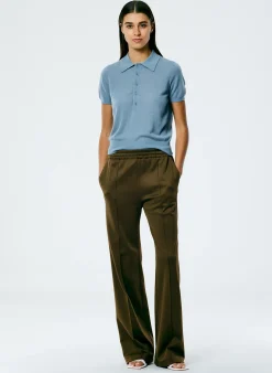 Clearance Tibi Skinlike Mercerized Wool Shrunken Polo Blue Mist