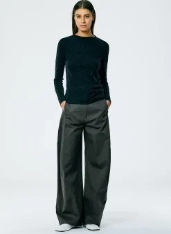 Discount Tibi Skinlike Mercerized Wool Soft Sheer Pullover Charcoal