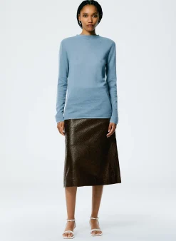 Best Tibi Skinlike Mercerized Wool Soft Sheer Pullover Blue Mist