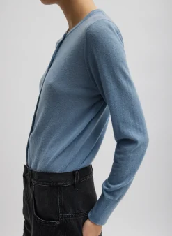 Hot Tibi Skinlike Mercerized Wool Shrunken Cardigan Blue Mist