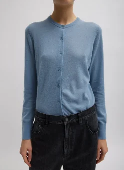 Hot Tibi Skinlike Mercerized Wool Shrunken Cardigan Blue Mist