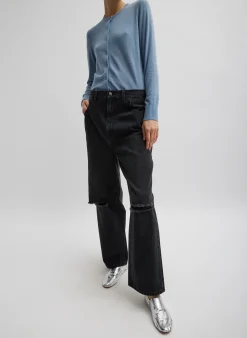 Hot Tibi Skinlike Mercerized Wool Shrunken Cardigan Blue Mist