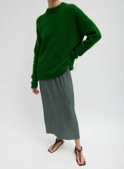 Outlet Tibi Soft Mohair Crewneck Easy Pullover Grass