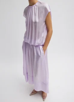 Hot Tibi Spring Acetate Shirred Circular Dress Pale Lavender