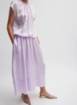 Hot Tibi Spring Acetate Shirred Circular Dress Pale Lavender