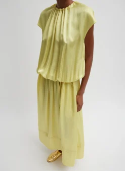Best Tibi Spring Acetate Shirred Circular Dress Yellow