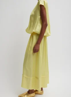 Best Tibi Spring Acetate Shirred Circular Dress Yellow