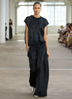 Discount Tibi Spring Acetate Shirred Circular Dress Dark Navy