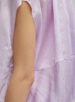 Tibi Spring Acetate Shirred Neck Circular Top Pale Lavender