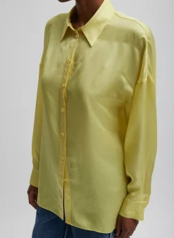 Sale Tibi Spring Acetate Shirt With Cocoon Back Yellow