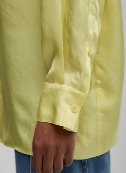 Sale Tibi Spring Acetate Shirt With Cocoon Back Yellow