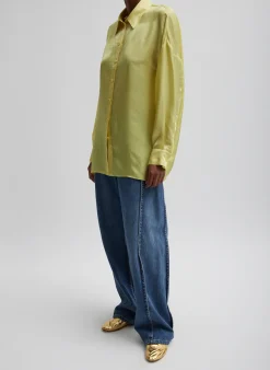 Sale Tibi Spring Acetate Shirt With Cocoon Back Yellow