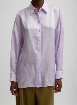 Hot Tibi Spring Acetate Shirt With Cocoon Back Pale Lavender