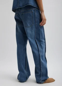 Clearance Tibi Spring Denim Tuck Jean Classic Blue