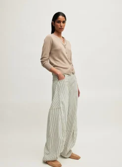Online Tibi Stone Washed Striped Denim Sid Jean Navy Multi