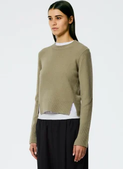 Sale Tibi Stretch Cashmere Crewneck Pullover Chicory