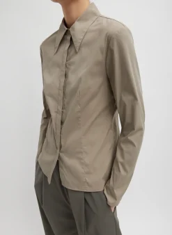 Online Tibi Stretch Cotton Nylon Circular Sleeve Shirt Mink Grey