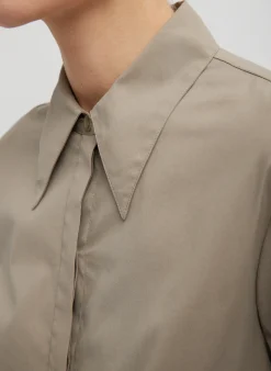 Online Tibi Stretch Cotton Nylon Circular Sleeve Shirt Mink Grey