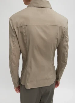 Online Tibi Stretch Cotton Nylon Circular Sleeve Shirt Mink Grey